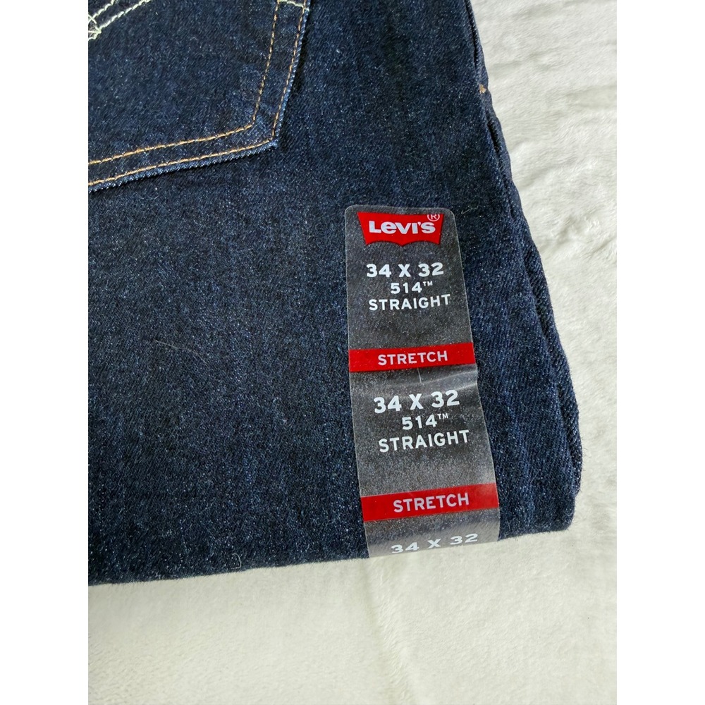 Levis 514 Straight Leg Jeans Mens 34x32 Dark Wash Indigo Stretch - Picture 3 of 12